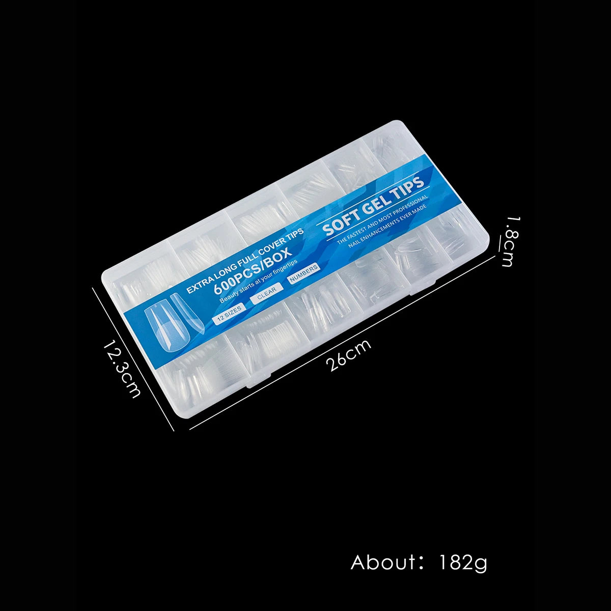 600Pcs Full Cover Half Frosted False Nail Tips Square French Fake Soak Off Gel Nail Extension Tips Press On Nails Nail Supplies