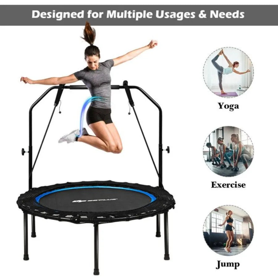 40 Inch Foldable Fitness Rebounder with Resistance Bands Adjustable Home