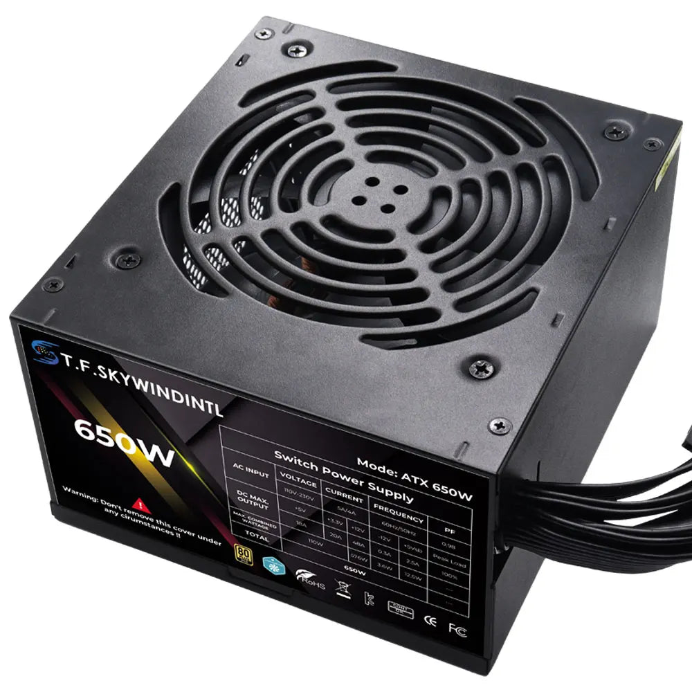 T.F.SKYWINDINTL 650W Gold Gaming Power Supply 20+4Pin 12V PSU For Computer ATX Desktop
