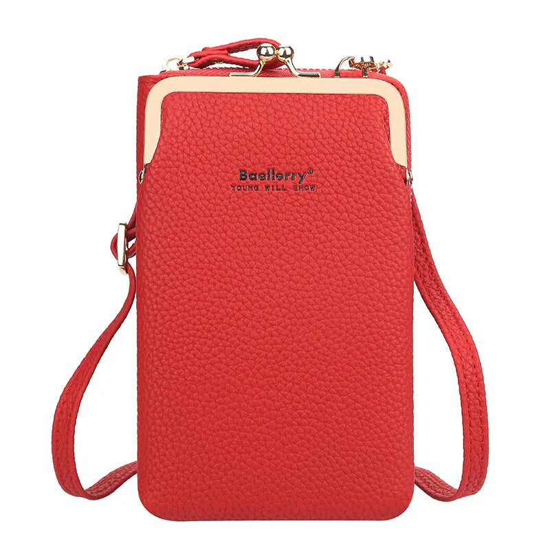 Fashion Vertical Lychee Pattern Large Capacity Mobile Phone Bag Long Women’s Wallet Multi-Functional Messenger Shoulder Bag