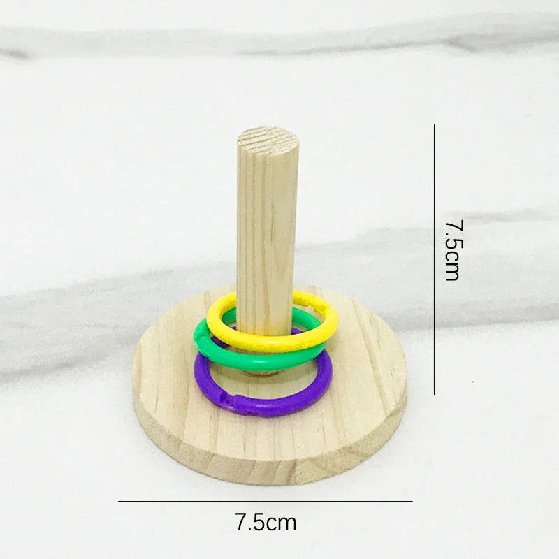 Parrot Bite Chewing Toy Bird Training Toy Pet Bird Swing Ball Standing Toy Wooden Interactive Parrot Ring Toys Pet Supplies