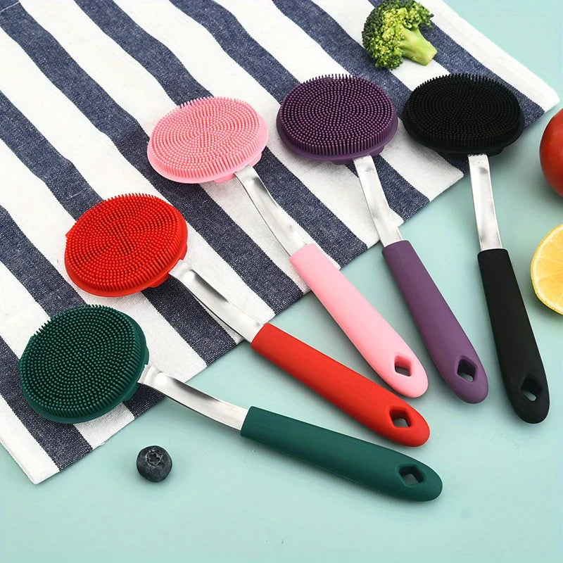 1pc, Silicone dishwashing brush, non stick, special silicone spatula, kitchen utensils cleaning brushsilicone dishwashing brush