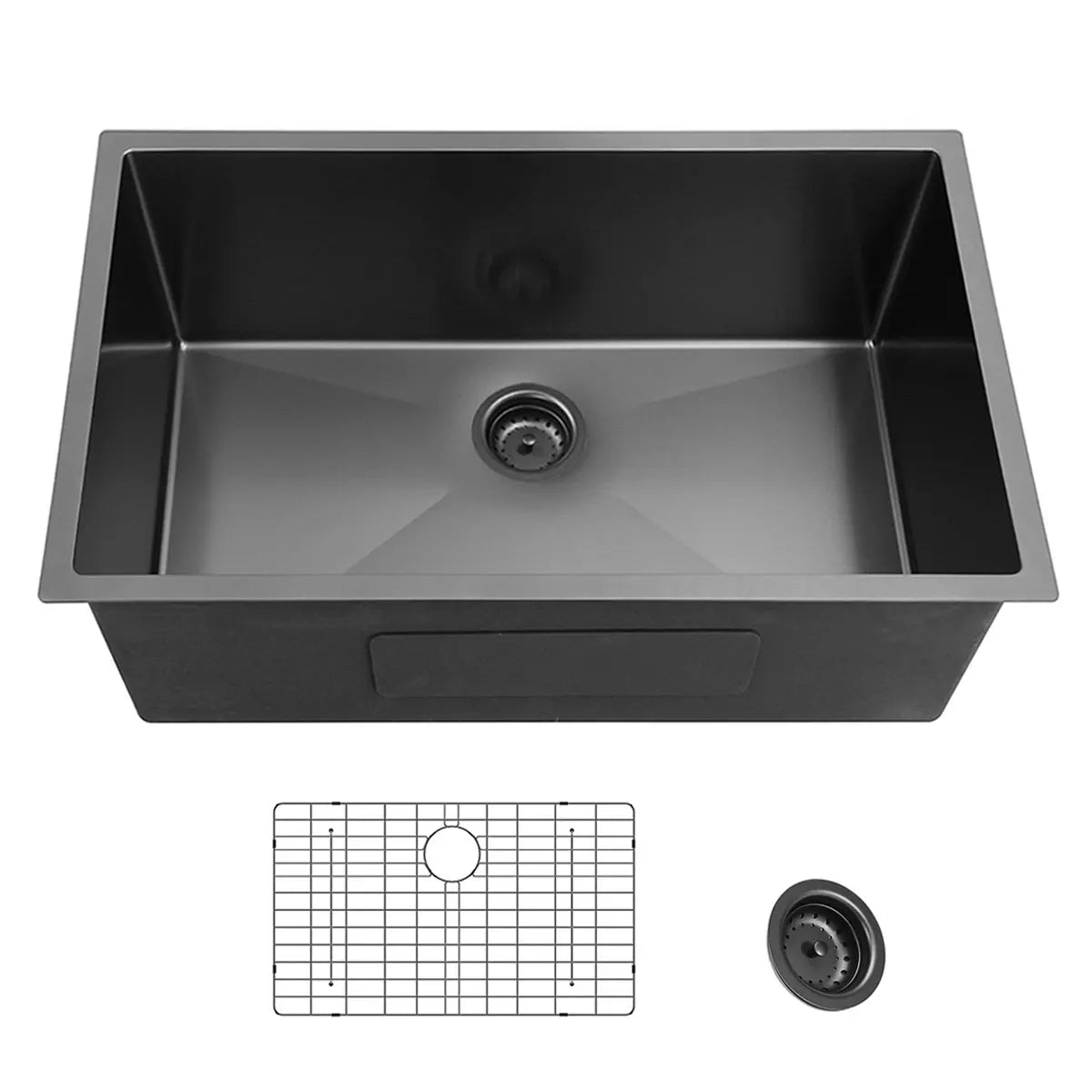 27x17 inch Undermount Gunmetal Black 18 Gauge Stailess Steel Kitchen Sink Single Bowl kitchen sink