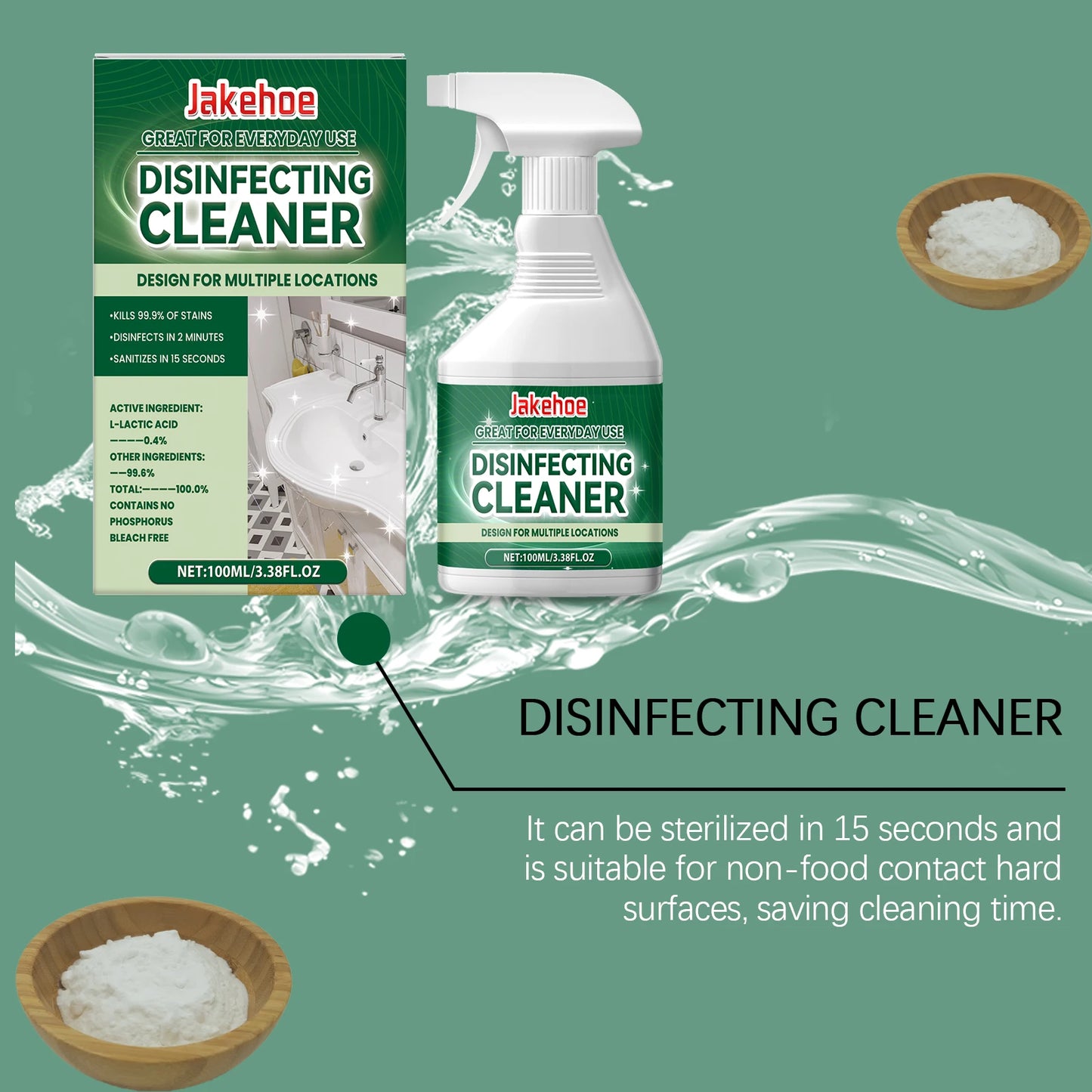 Jakehoe Mulipurpose Cleaning Spray for Kitchen Bathroom Household Descaling Remove Oil Stains Daily Cleaning Stain Removal Spray