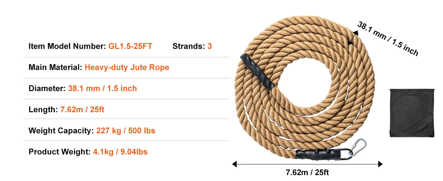 SucceBuy 10-30FT Gym Climbing Rope Gym Fitness Training Rope Gym Exercise Workout Rope for Adults, Climbing Rope for Fitness