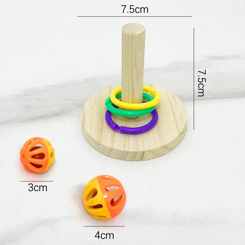 Parrot Bite Chewing Toy Bird Training Toy Pet Bird Swing Ball Standing Toy Wooden Interactive Parrot Ring Toys Pet Supplies
