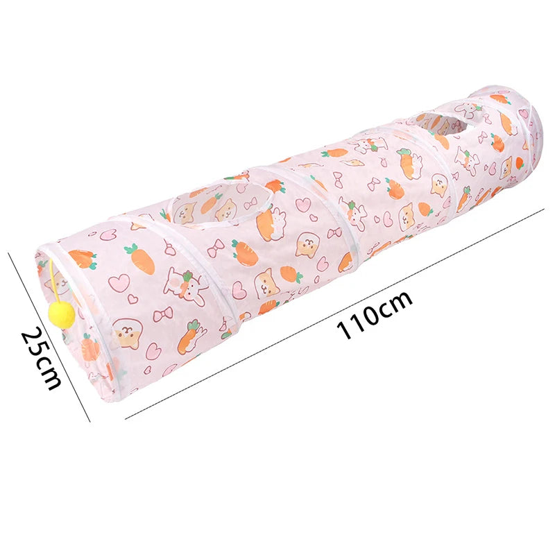 Cute Print Foldable Cat Tunnel Toys Small Pet Cat Training Interactive Fun Toys Indoor Small Animal Tunnel Toys Pet Supplies