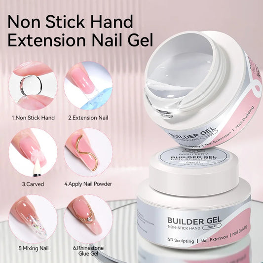 BORN PRETTY 60g Clear Non-Stick Hand Extension Gel Nail Polish 5D Shaping/Sculpting/Carving Hard Gel DIY Nail Art at Home