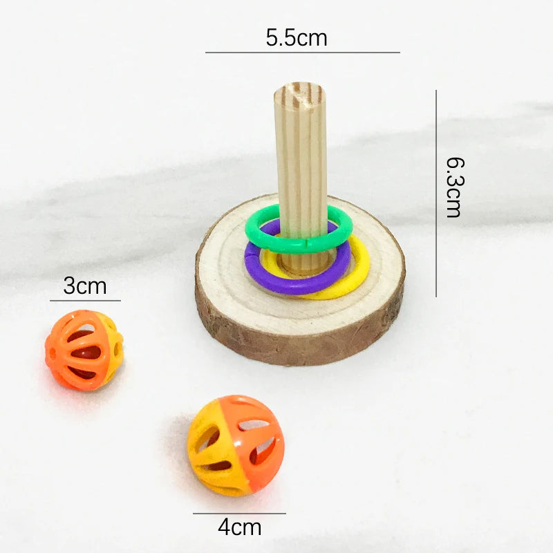 Parrot Bite Chewing Toy Bird Training Toy Pet Bird Swing Ball Standing Toy Wooden Interactive Parrot Ring Toys Pet Supplies