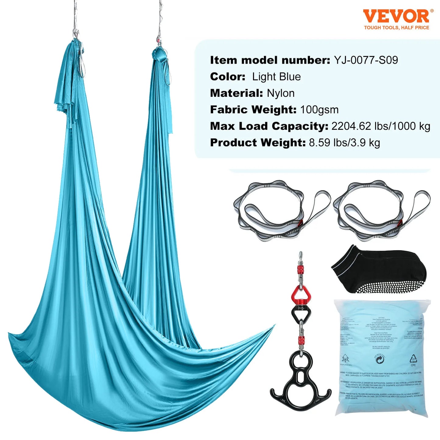 SucceBuy 8.7/11Yards Aerial Yoga Hammock & Swing Yoga Starter Kit Aerial Silk Fabric Yoga Strap Accessory for All Levels Fitness