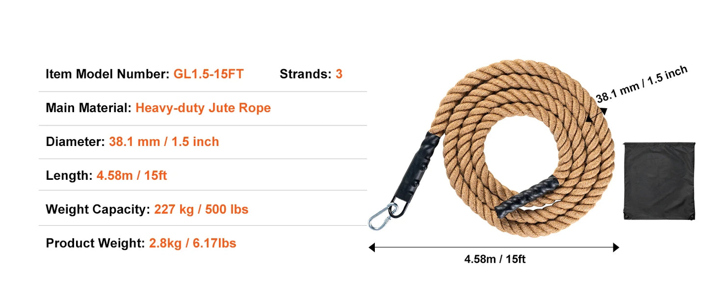 SucceBuy 10-30FT Gym Climbing Rope Gym Fitness Training Rope Gym Exercise Workout Rope for Adults, Climbing Rope for Fitness