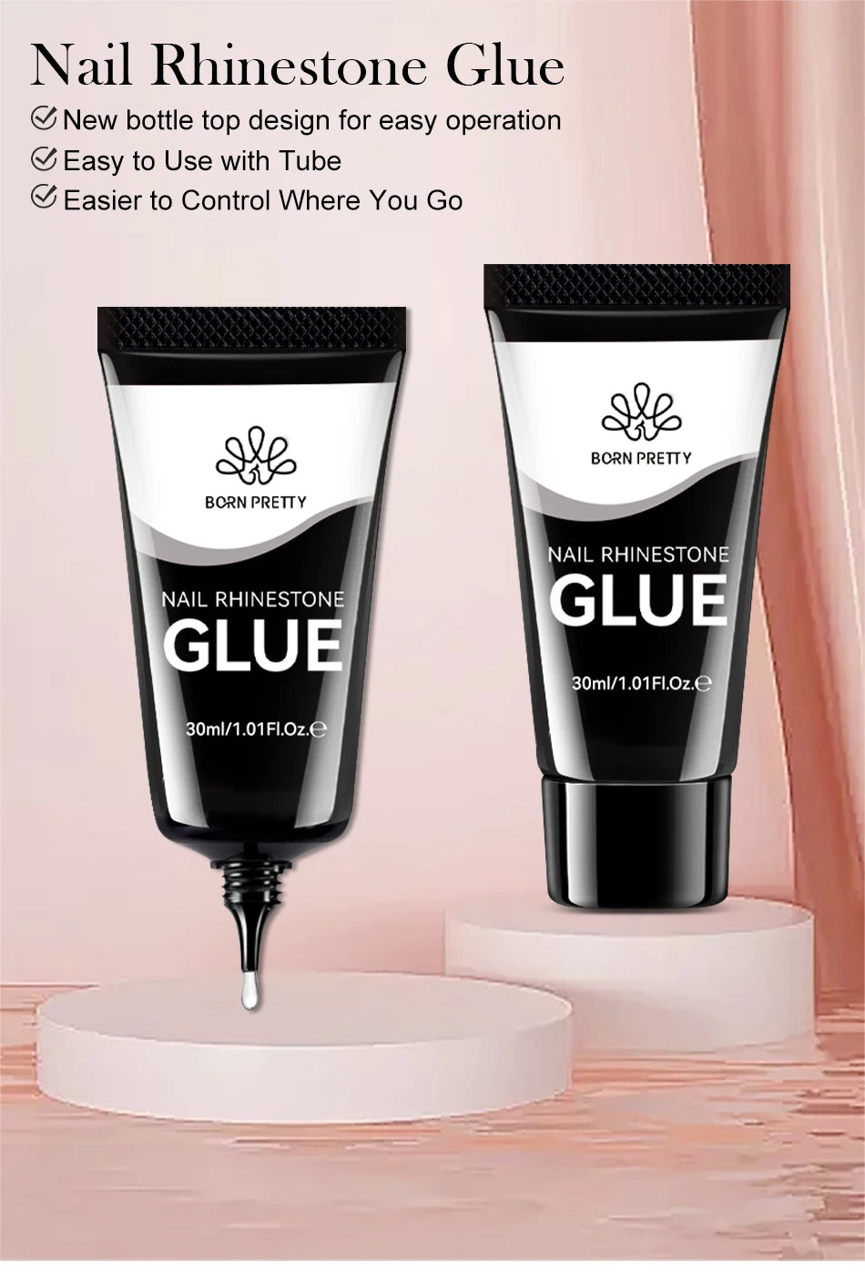 BORN PRETTY 2pcs Nail Rhinestone Glue Super Strong Gel Nail Glue for Nail Charm 3D Shaping sculpting Carving Decoration Nails