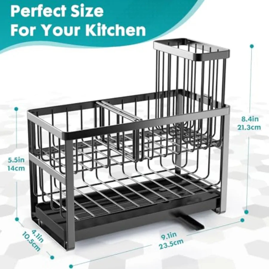 Sponge Holder for Kitchen Sink Organizer Caddy2 Tier Dish Brush Scrubber Holder Stainless Steel Sink Box Utensil Holder Soap Di