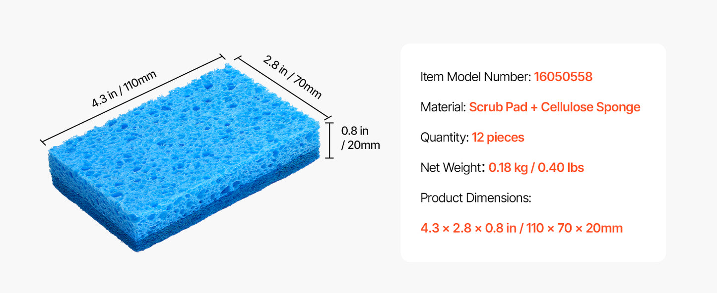 SucceBuy Sponges 12 Pcs Durable Natural Kitchen Sponges with Honeycomb Structure & Quick Water Absorption Fit for Home Cleaning
