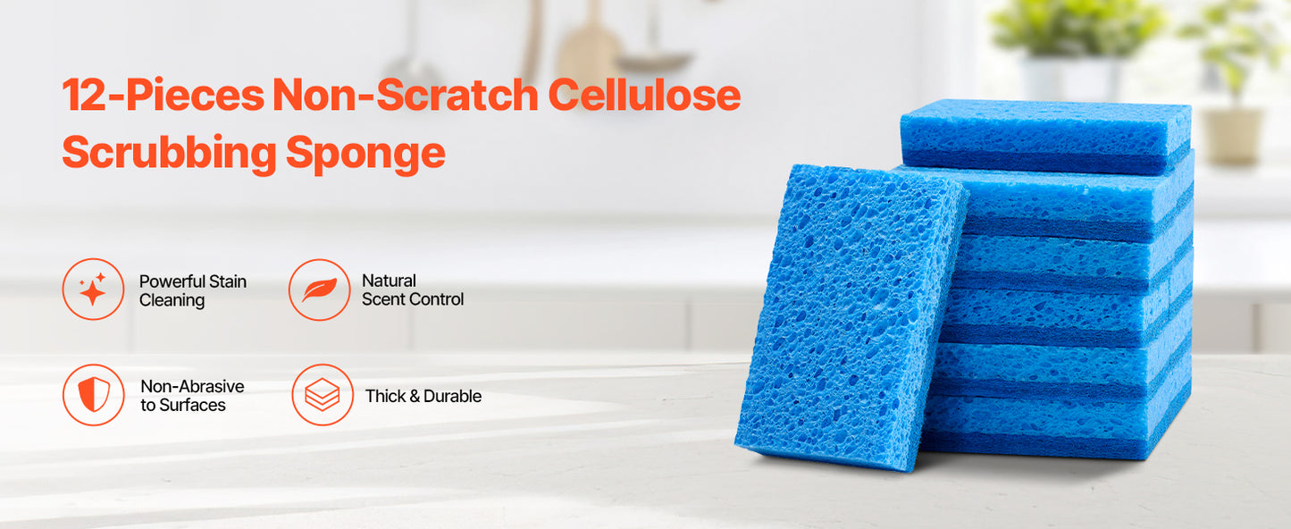 SucceBuy Sponges 12 Pcs Durable Natural Kitchen Sponges with Honeycomb Structure & Quick Water Absorption Fit for Home Cleaning